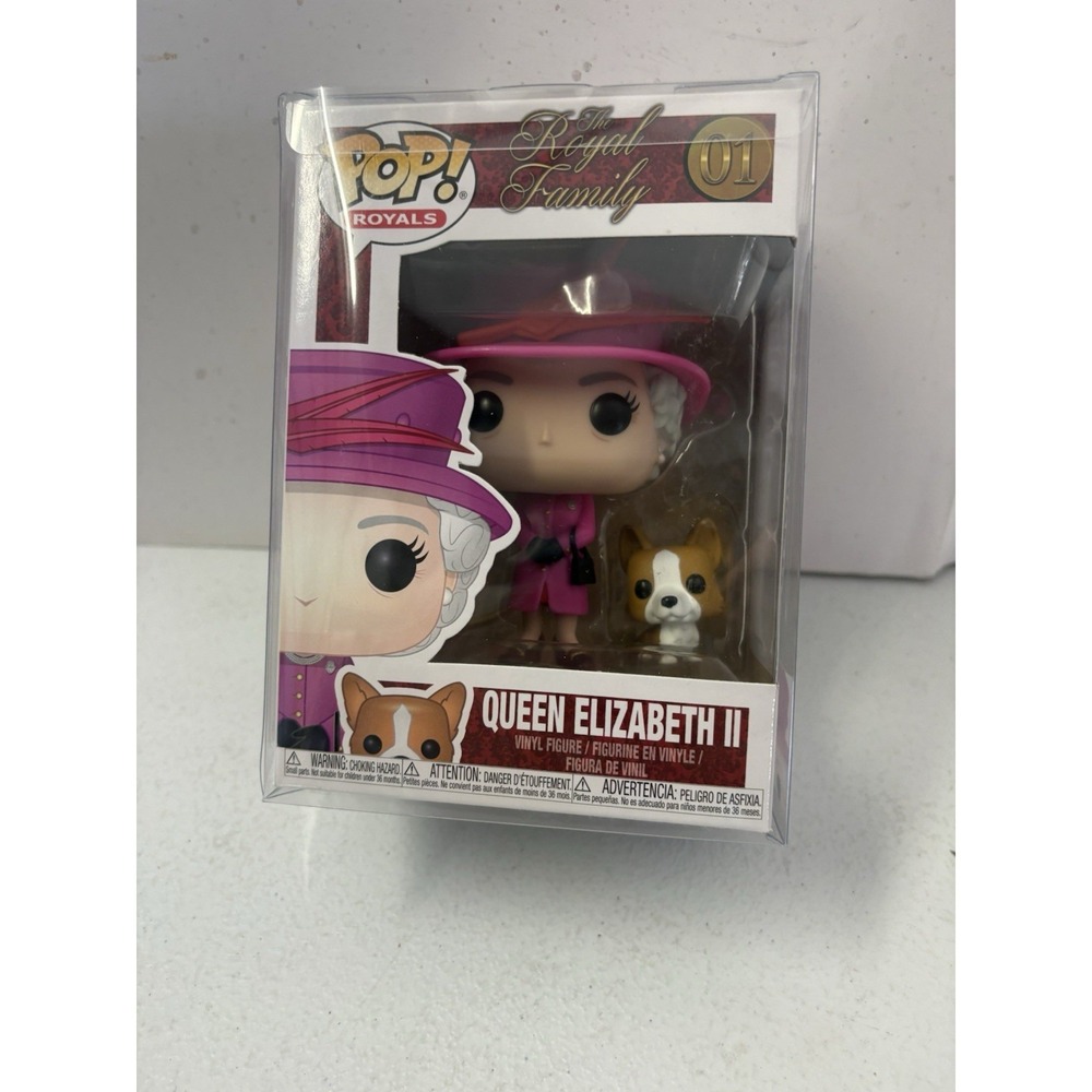 Funko POP! Queen Elizabeth II Royals Pink Dress with Corgi Dog #01 + Protector